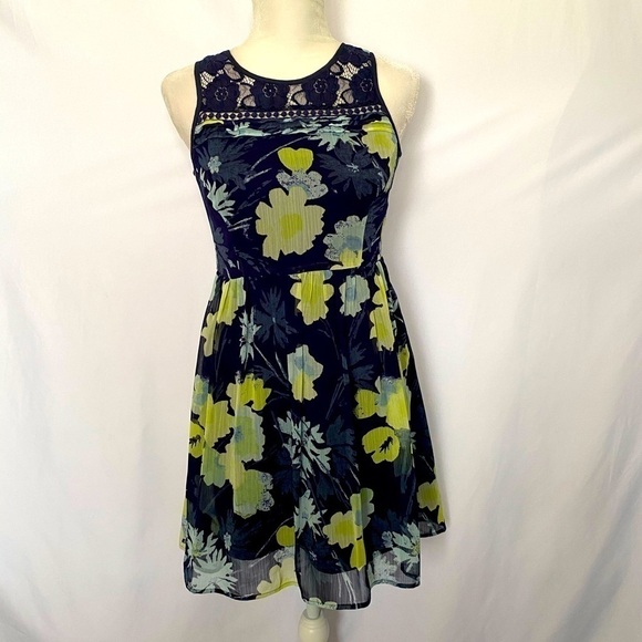 Loft Navy & Yellow Floral Dress - Picture 1 of 11